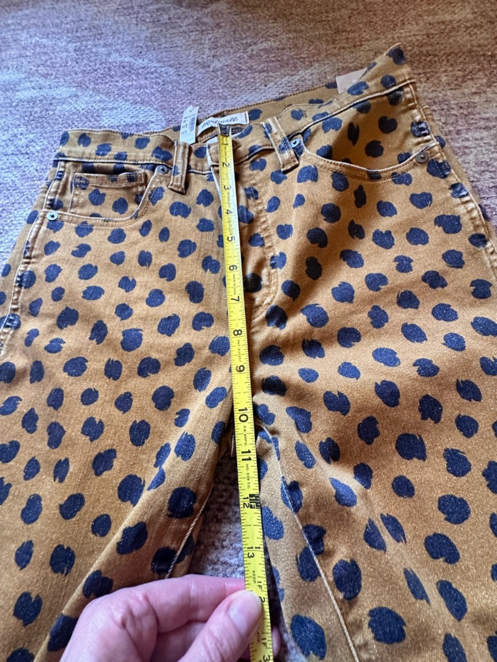 Madewell Mustard Yellow Leopard-Spot Skinny Jeans - Picture 5 of 7